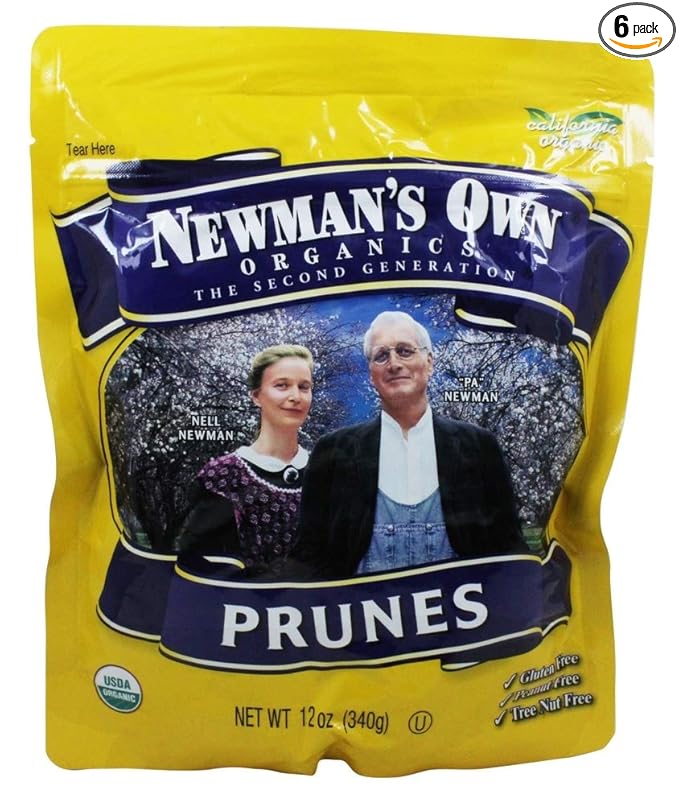 Newman's Own Organics California Prunes 12-Ounce Pouches (Pack of 6)