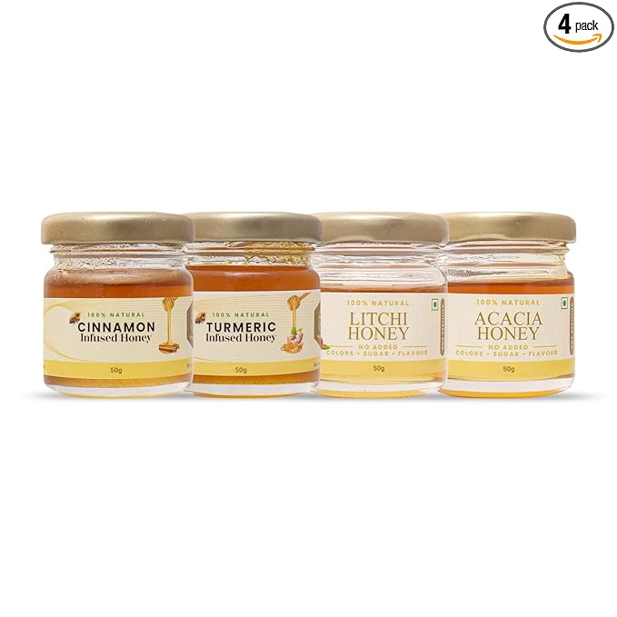 Shiva Organic Honey Tasters - For Skin Pack | 4 Flavors x 50g Each | Total 200g | Nourish Your Skin with Pure and Natural Honey