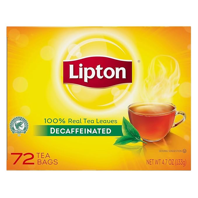 Lipton Black Decaffeinated Hot Tea 72 count tea bags per box 6 boxes per case