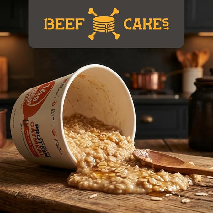 Beef Collagen Protein Oatmeal (12 Pack Maple) – 14g Protein Clean Ingredients No Dairy or Seed Oils – High Protein Breakfast for Athletes