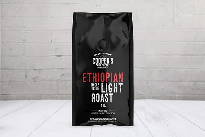 Ethiopian Bold Light Roast Coffee Gourmet Single-Origin Coffee Beans from Ethiopia Whole Bean 5lb Bag