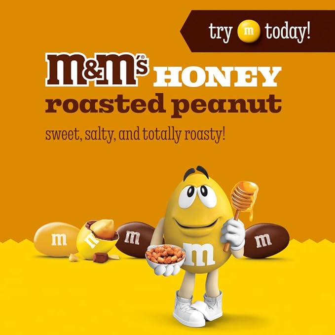 M&ampM'S Honey Roasted Peanut Milk Chocolate Candy Full Size Salty and Sweet Nutty On the Go Snack 1.74 oz Pack