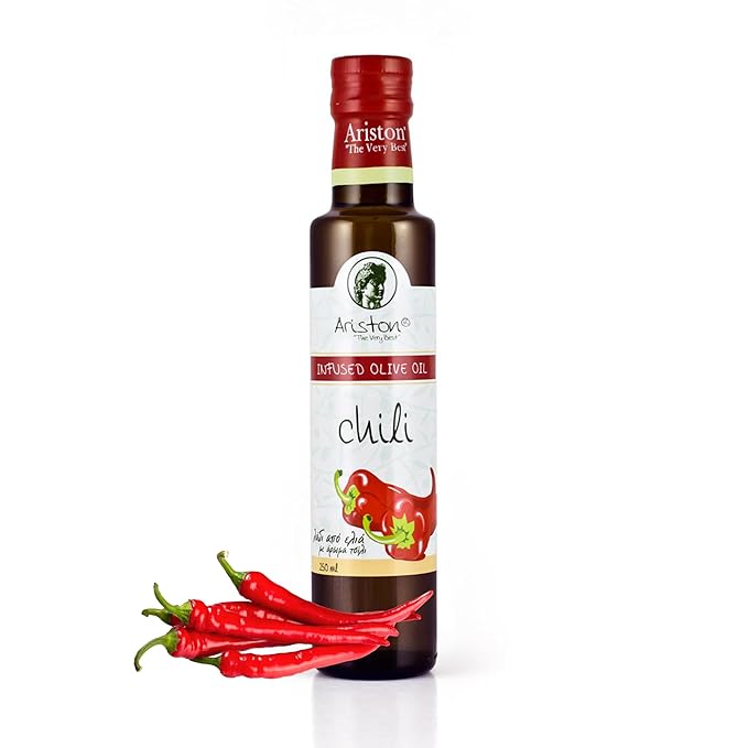 Ariston The Very Best Extra Virgin Olive Oil | Anti-Oxidant Rich Cold Pressed Premium Quality | Product of Greece (250ml) 8.45 fl oz Roasted Chili