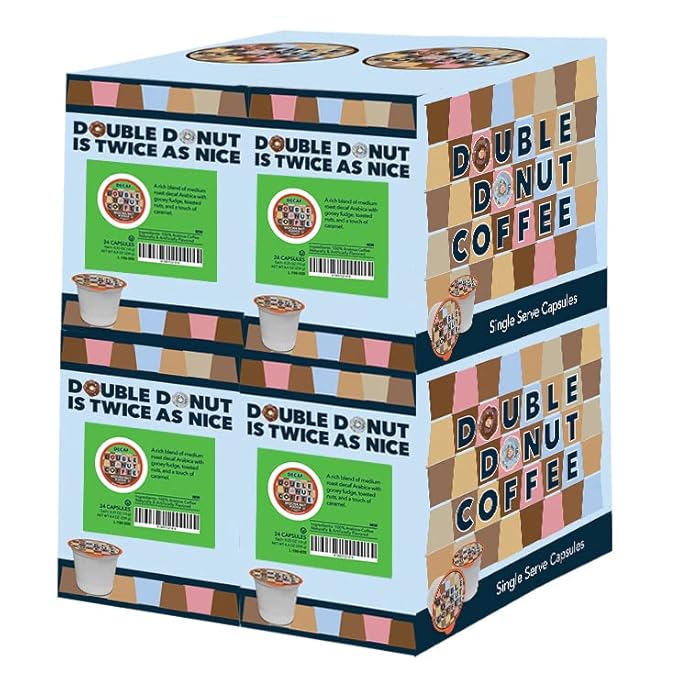 Double Donut Mocha Nut Fudge Medium Roast Flavored Decaf Coffee Pods for Keurig K-Cup Makers from Double Donut 96 Capsules