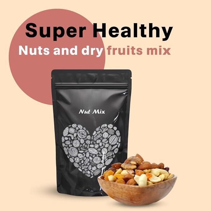 Generic Healthy Nuts Mix Natural Fresh Dried Fruits and Nuts Mix - Perfectly Balanced Dry Fruits Mixed Pack 9+ Nut Mix for Anytime Snacking -500 gm