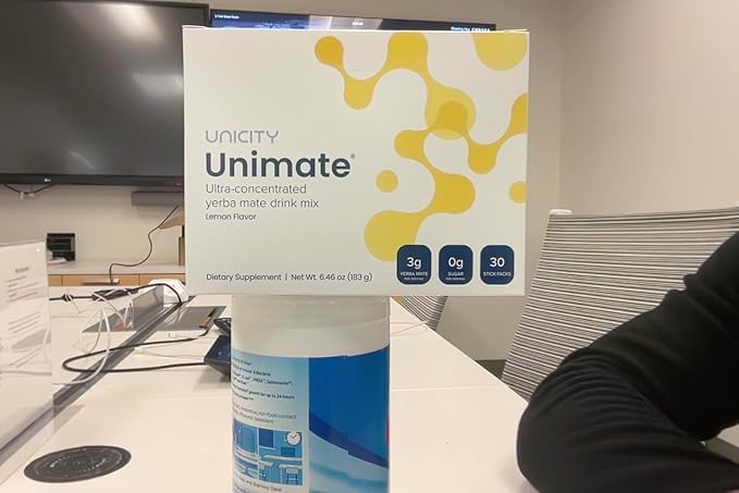 UNICITY UNIMATE LEMON GINGER STICK PACKS - Great Tasting - Ultra Concentrated Yerba Mate Drink Mix (30 Packets). Dietary Supplement. Healthy Alternative to Coffee and Energy Drinks (30-Day Supply)