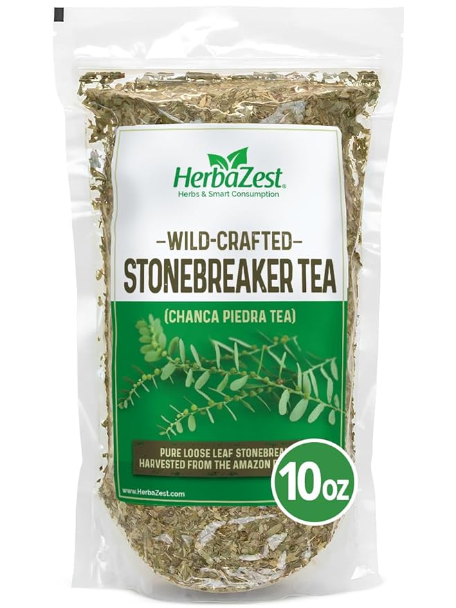 HerbaZest Stonebreaker Tea –10oz – (Chanca Piedra Tea) – Amazon-Sourced Wild-Crafted Loose Leaves &amp Stems with a Naturally Mild Flavor