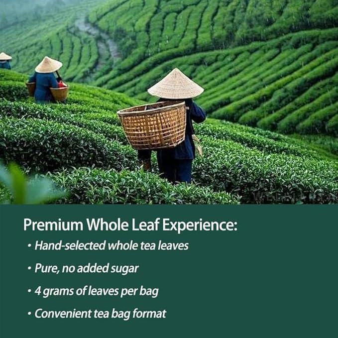 PipiTea Organic Oolong Tea Bags - Whole Leaf (20 bags) 4g Selected Tea Leaves - Helps lower cortisol levels relieve stress promote digestion and metabolism vegan non-GMO (B)