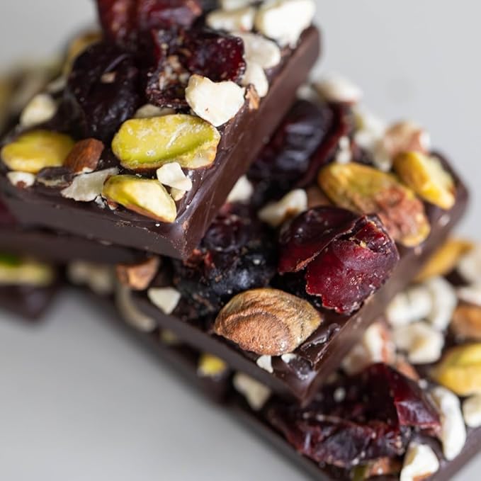 JOJO's Dark Chocolate Pistachio Almond Cranberry Healthy Snack Low Sugar Low Carb Gluten Free Non GMO Paleo &amp Keto Friendly Made with Plant Based Hemp Protein Vegan (4 Count)