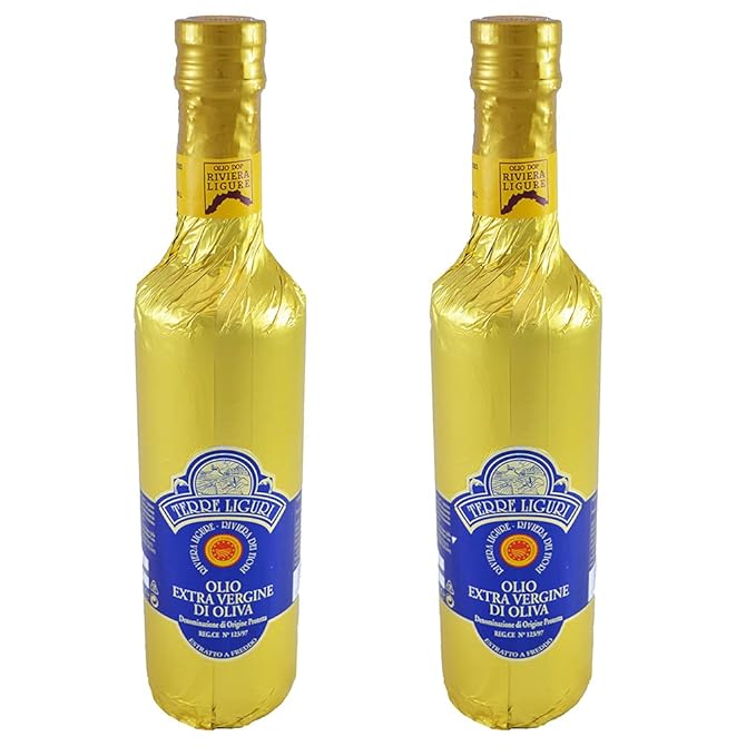 Riviera Ligure extra virgin oil pdo has got by olives called Taggiasche lt 050 (176 ounce) x 2 gold cover bottle