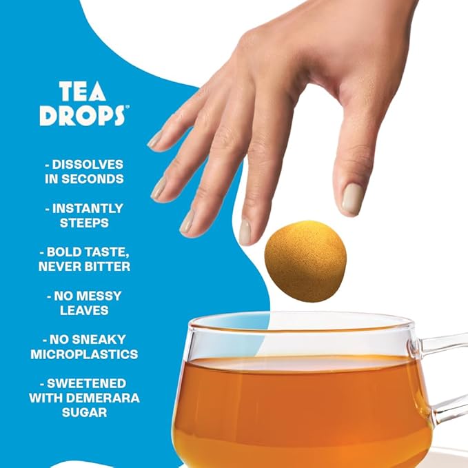 Tea Drops Herbal Trio Gift Set Sampler | Dissolvable Bagless Loose Leaf Tea | Iced or Hot | Caffeine Free Naturally Sweetened Peppermint Turmeric Citrus Ginger | 10 Per Flavor - 30 Servings