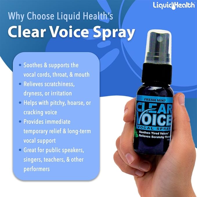 Clear Voice Oral Throat Spray Singing Ease Clarity Soothing Dampener Moisturizer Relief Vocal Eze Reducer Booster Treatment Made in USA Fresh Mint Flavor (2 Pack)