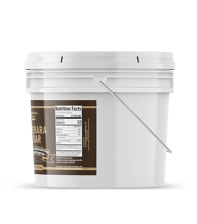 Unpretentious Demerara Sugar Raw First-Pressed Sugarcane Crystals For Drinks &amp Baking (1 Gallon)