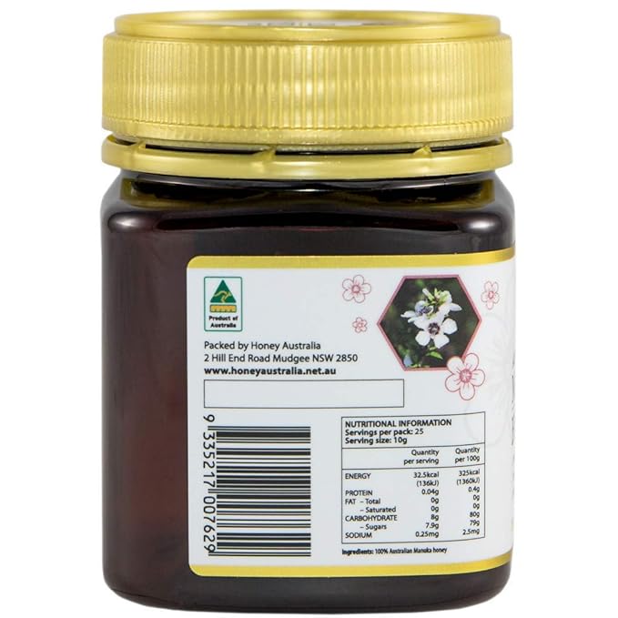Honey Australia Manuka Honey MGO 514+ | 17.6 oz | Raw Organic Pure Certified Australian Honey for Immunity Support &amp Vitality | Natural Sweetener &amp Health Boost | Medical Grade Nutrient-Ric