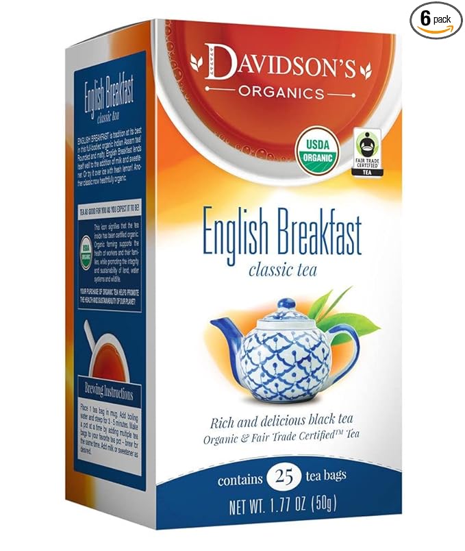 Davidson's Organics English Breakfast 25-count Tea Bags Pack of 6