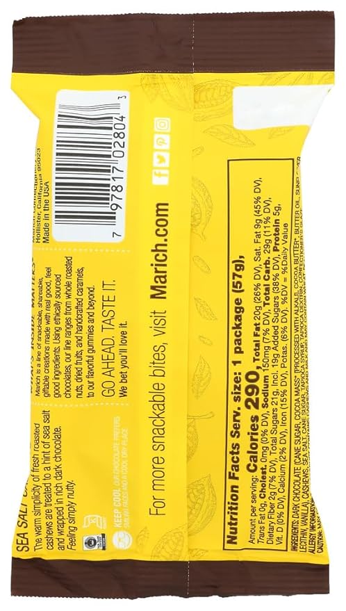 Marich Premium Dark Chocolate Sea Salt Cashews 2.3-Ounce (Pack of 12)