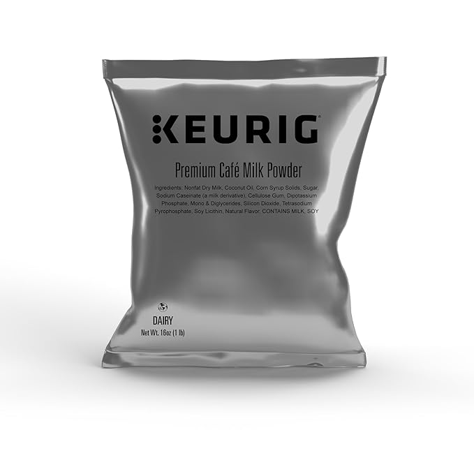 Keurig Premium Café Milk Powder 1lb Bag Specialty Beverage Base for Lattes &amp Cappuccinos Makes About 30 Drinks for Commercial Brewers Contains Milk &amp Soy 12 Pack