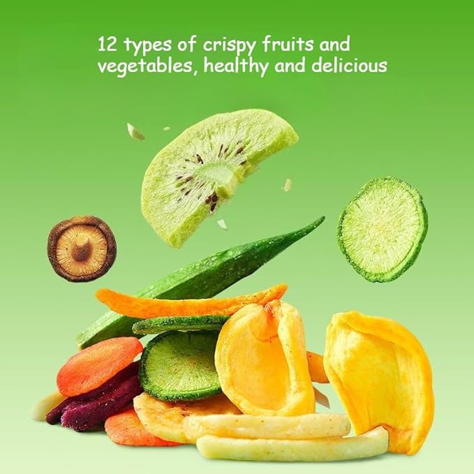 12 kinds of mixed freeze-dried fruit and vegetable Chips mixed fruit and vegetable crisp 500g dried okra mushroom Dim sum dessert nutritious ready meals substitute food leisure snacks (1 can)