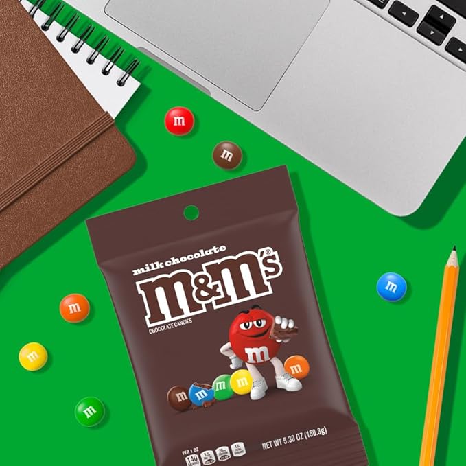 M&ampM'S Milk Chocolate Candy Peg Bag 5.3-Ounce (Pack of 12)
