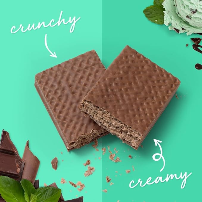 Power Crunch Protein Wafer Bars High Protein Snacks with Delicious Taste Chocolate Mint 1.4 Ounce (12 Count) (Pack of 2)