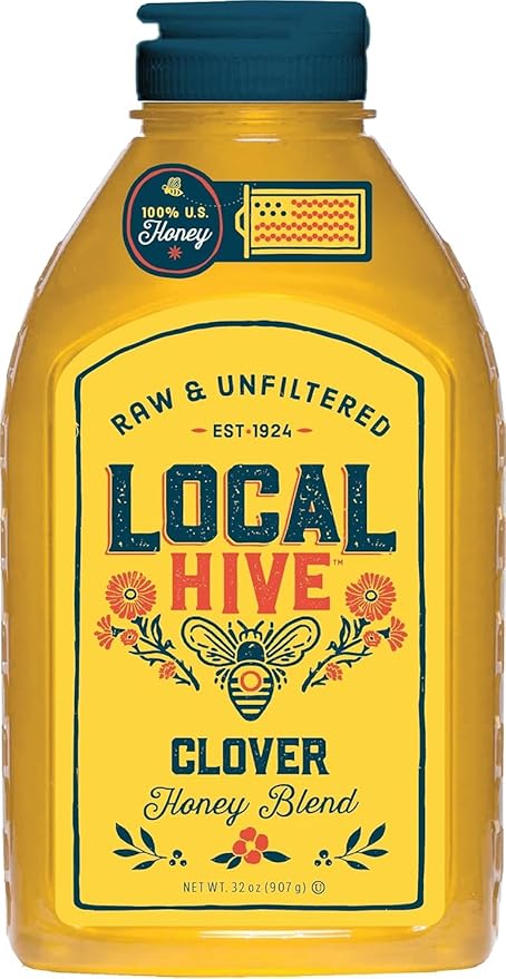 Local Hive Clover Raw &amp Unfiltered – 32 oz | 100% Pure U.S. Honey | Natural Sweetener Sourced from American Bees &amp Beekeepers | Premium Clover Flavor | Ideal for Tea Baking &amp Cooking