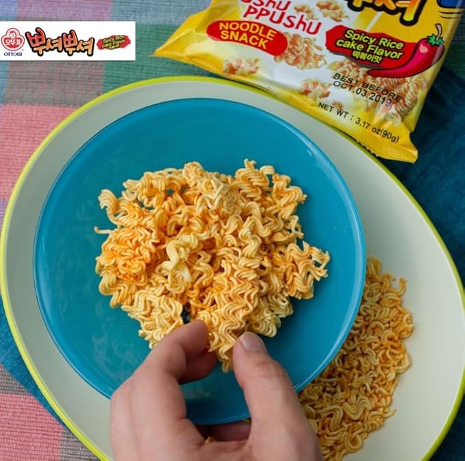 OTTOGI PPUSHU PPUSHU NOODLE SNACK- Spicy Rice Cake Flavor (90g) - 24 Pack