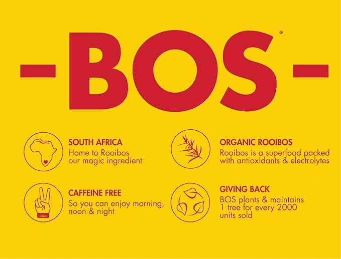 BOS Rooibos Iced Tea Lemon | 24x (6x 10.1 oz Cans) | Organic Caffeine Free Naturally Sweet Antioxidant-Rich Herbal Red Rooibos Tea | From South Africa