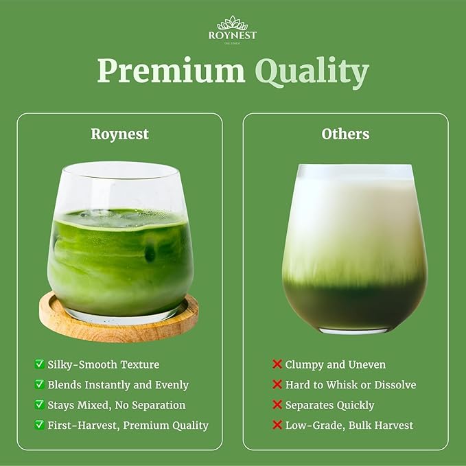 Roynest Premium Organic Matcha Powder – 100% Pure Matcha for Iced Lattes Smoothies Cold Drinks &amp Baking | Clean Energy Vegan Non-GMO USDA Certified | 50g Resealable Pouch (3 Pack)