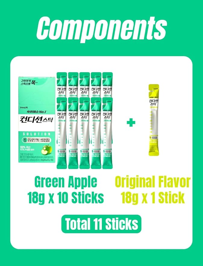 컨디션 Jelly Green Apple Flavor 18g*10 Sticks + Original Flavor 18g 1 Stick [11 Stick]