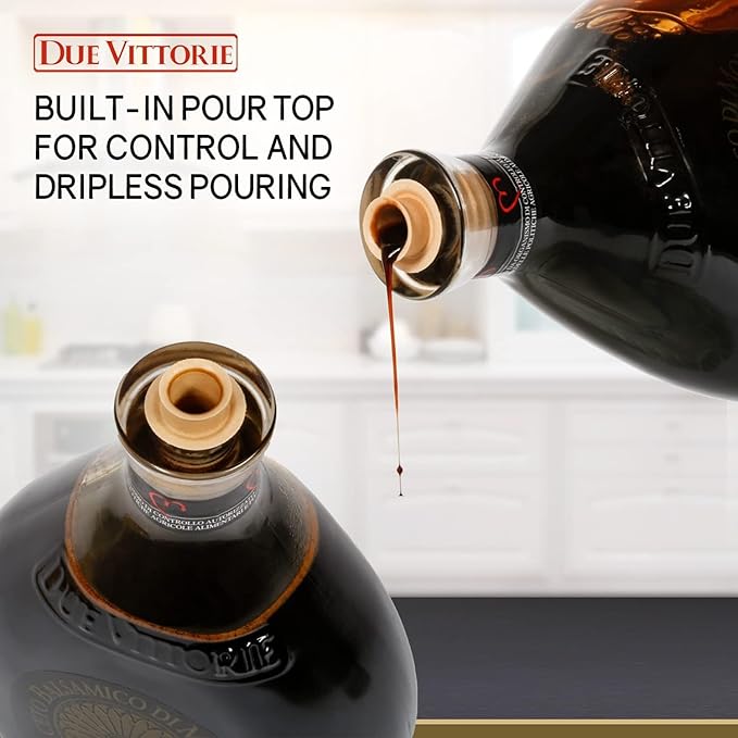 Due Vittorie Oro Gold Barrel Aged Balsamic Vinegar of Modena IGP with Built in Pourer All-Natural Extra Dense Premium Vinegar Aceto Balsamico di Modena IGP Italy - 8.45fl oz / 250ml - Pack of 2