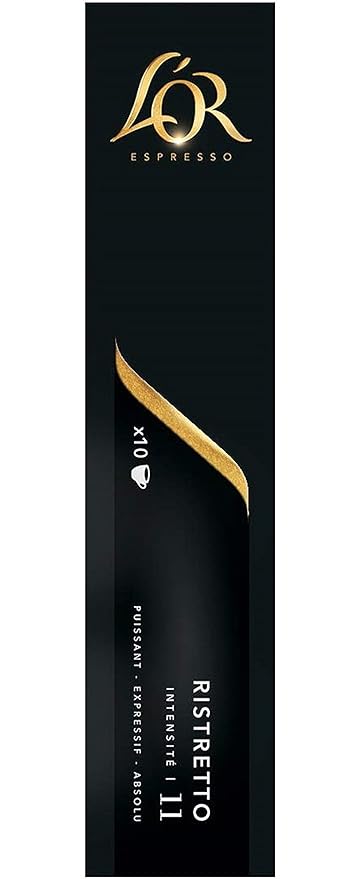 L'Or Espresso Café Ristretto - Intensité 11 - 50 Capsules en Aluminium Compatibles avec les Machines Nespresso (Lot de 5X10 capsules)