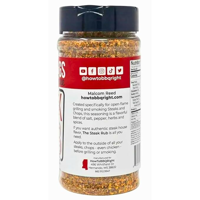 Kiler Hogs Barbecue Steak Rub - BBQ Seasoning for Grilling &amp Smoking - Steak House Flavor with Salt Pepper Garlic &amp Herbs - Low Sugar Savory Spice Blend for Beef Chops &amp Chicken - 11 o
