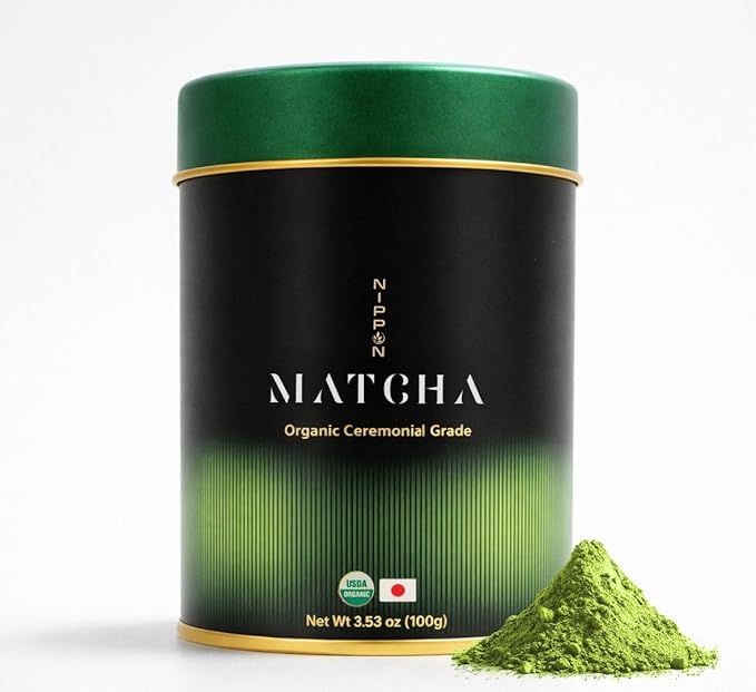 Nippon Matcha – Organic Premium Ceremonial Grade Japanese Matcha Green Tea Powder – First Harvest from Uji Kyoto – USDA Certified Stone-Ground Smooth &amp Vibrant (100g/3.53oz)