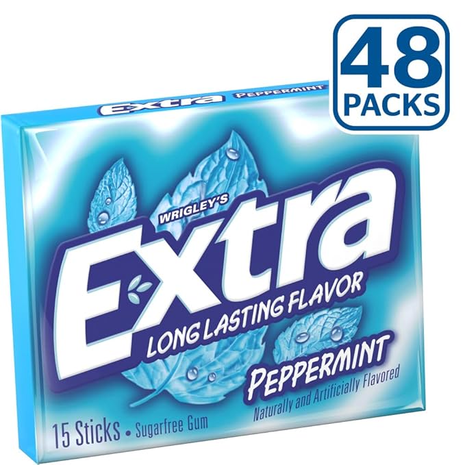 EXTRA Gum Peppermint Sugar-Free Chewing Gum Bulk 8 Ct Box Pack of 6 (48 Count)