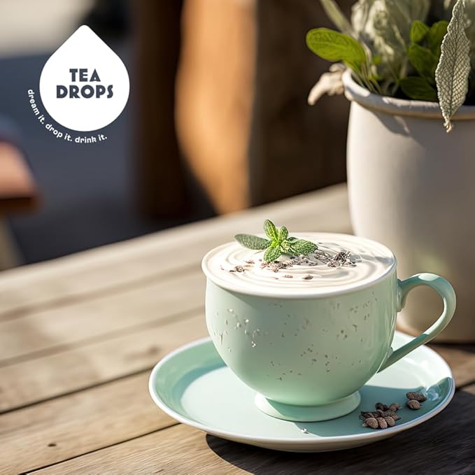 Tea Drops Cocoa Mint Latte Kit | Organic Bagless Tea | Iced or Hot | Caffeine-Free and Microplastic-Free Peppermint Mocha Creamer | Gift Set (2 Pack 6 Servings)