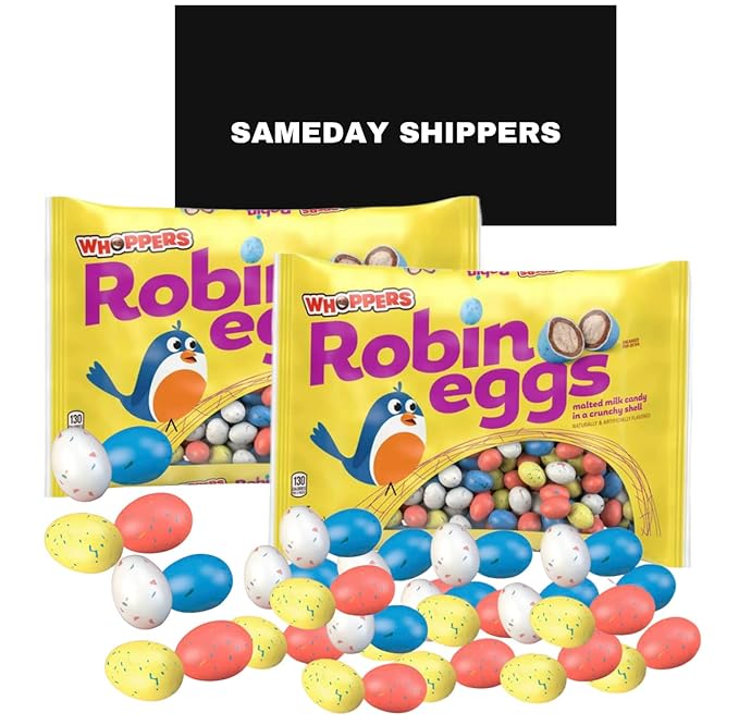 WHOPPERS Robin Eggs Malted Milk Treats Easter Candy Easter Basket Fillers Pack of 2 13 Ounces Per Bag