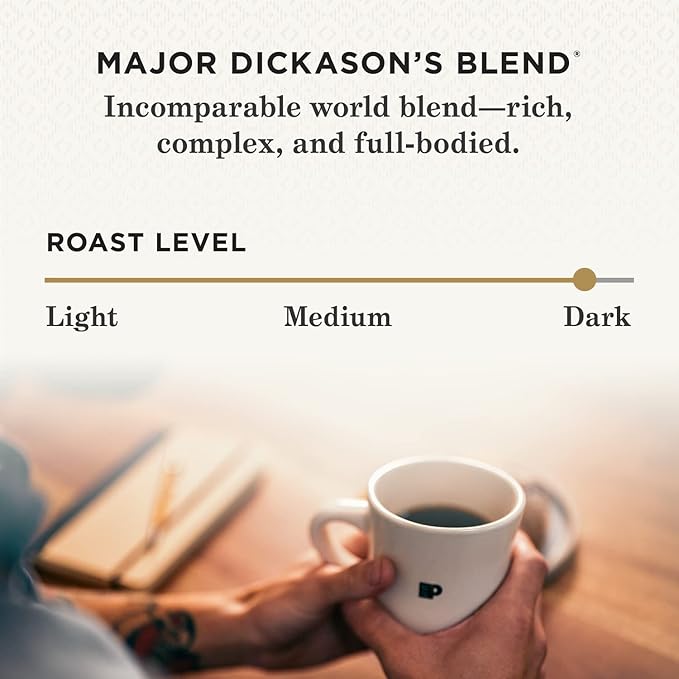 Peet's Coffee Dark Roast Whole Bean Coffee Bundle - Major Dickason's Blend and French Roast 36 Ounces (2 Bags of 18 Ounces)