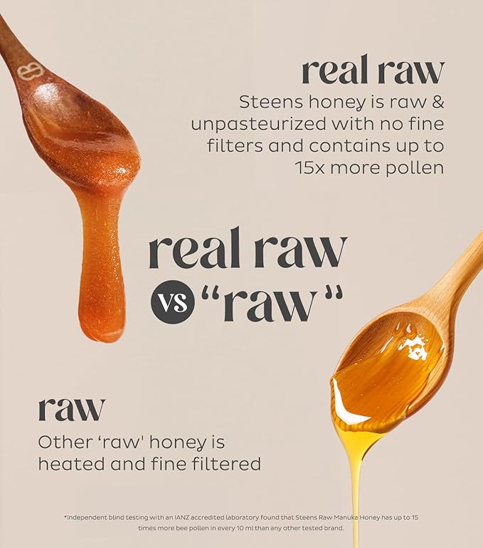Steens Manuka Honey - MGO 263+ - Pure &amp Raw 100% Certified UMF 10+ Manuka Honey - Bottled and Sealed in New Zealand - 17.6 oz Jar…