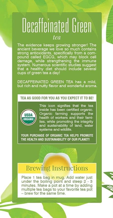 Davidson's Organics Decaffeinated Green 25-count Tea Bags Pack of 6