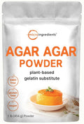 Agar Agar Powder 1lb (16oz) | Planted-Based Source from Red Algae | Unflavored Thickening Agent for Cooking &amp Baking | Vegan Substitute for Beef Gelatin | Non-GMO Vegan Friendly