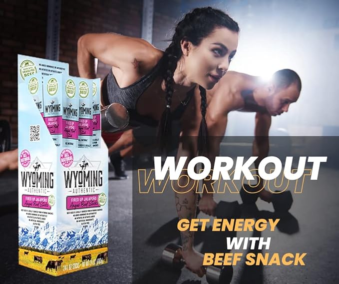 Wyoming 100% Grass Fed Beef Sticks - Fired Up Jalapeño Flavor - Clean Tasty Meat Sticks snacks with 6g of protein made with Angus Beef Sticks Nitrate Free Jerky Meat Sticks - No Artificial Ingredien