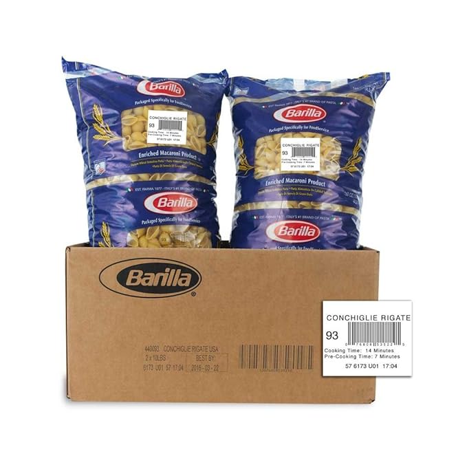 Barilla Large Conchiglie Rigati Pasta Shell 10 Pound -- 2 per case.