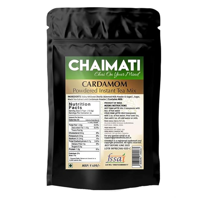 ChaiMati - Cardamom Chai Latte - Powdered Instant Tea Premix 2 lbs Jar - Makes 100 Cups - Hot or Iced Very Low Caffeine Ready in seconds Great for Gifting &amp Party - gets 'Chai on your Mind