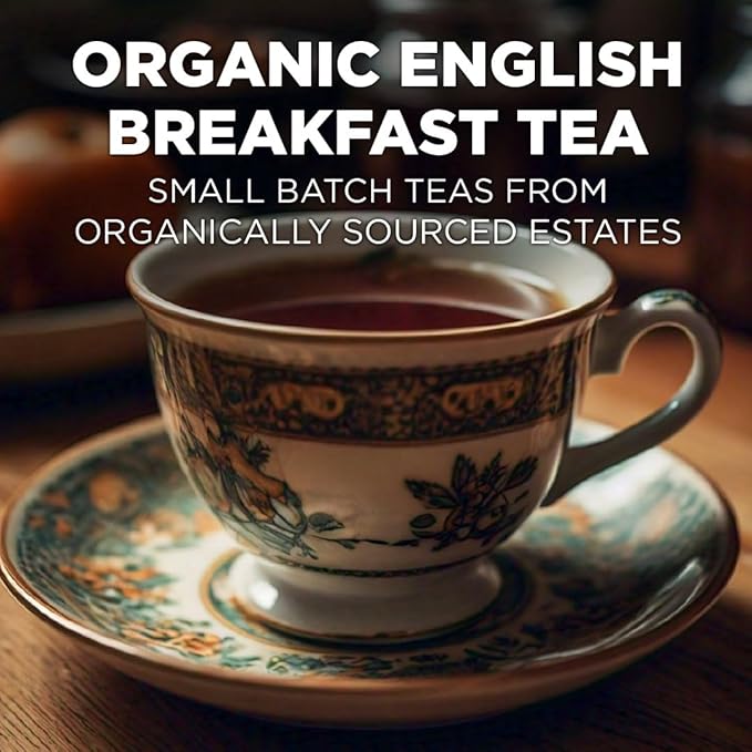Maud's Organic English Breakfast Black Tea Pods 48 ct Single Serve Pods – 100% Gourmet Blended Tea Leaves Compatible with Keurig K Cups Maker