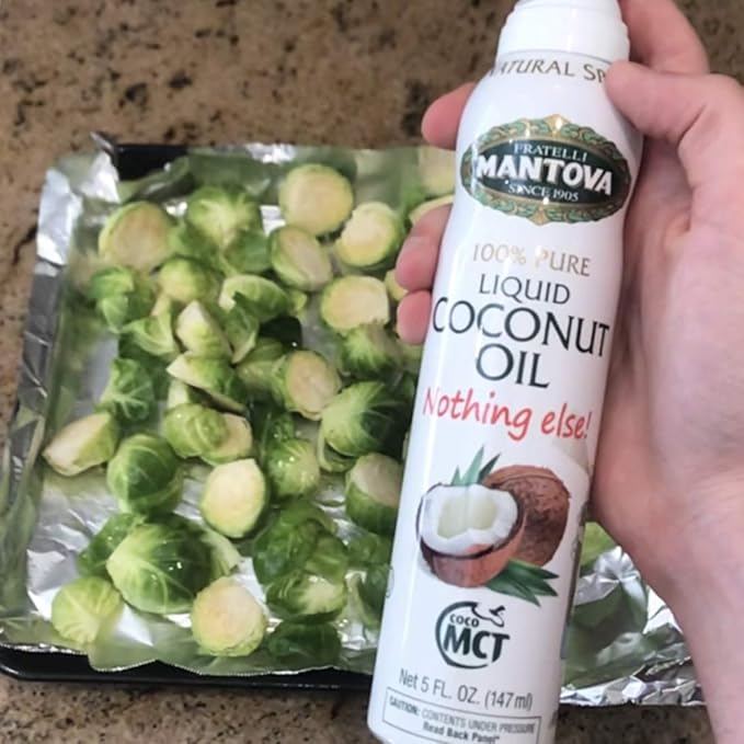 Mantova Coconut Oil Spray 100% Pure Cooking Oil Ideal for Healthy Keto Snacks Baking Grilling and Seasoning - Versatile Dispenser for Spray Drip or Stream with No Waste 5 oz (Pack of 2)