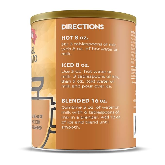 Caffe D'Vita Caramel Macchiato Coffee - Caramel Instant Coffee Latte Mix Gluten Free No Cholesterol No Hydrogenated Oils Kosher-Dairy - 1 Lb Can 2-Pack
