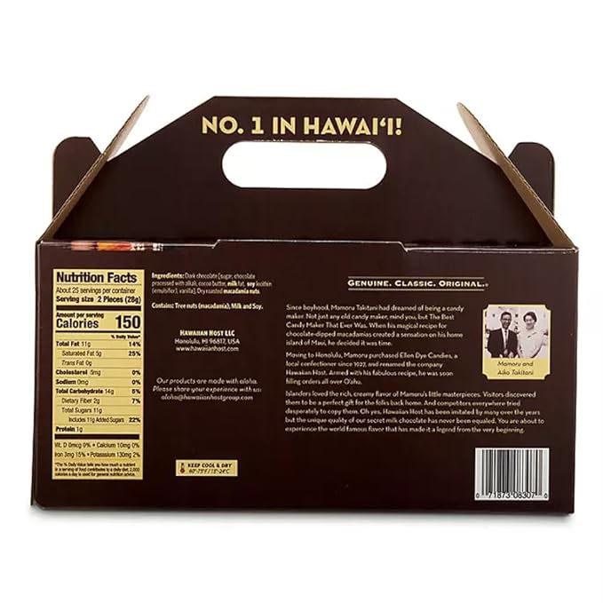 Hawaiian Host AlohaMacs Dark Chocolate Macadamia Nuts - Premium Hawaiian Easter &amp Mother's Day Gift - 5 Box Tote (25oz Total)