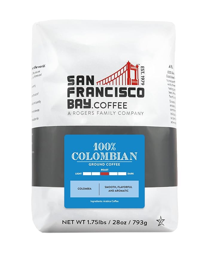 San Francisco Bay Coffee 100% Colombian 28 oz Bag Ground Medium Roast (Packaging May Vary)