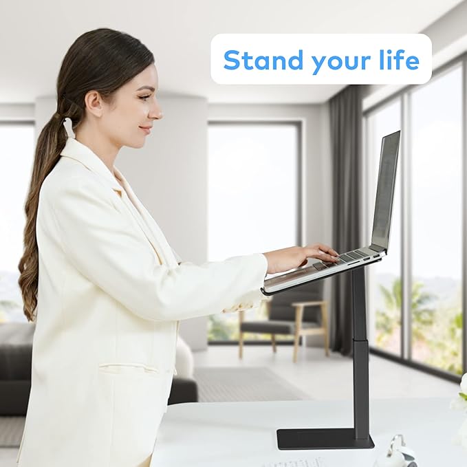 Laptop Stand for Desk Ergonomic Aluminum Laptop Stand Adjustable Height from 7-15 Sitting and Standing Laptop Riser for 10-17 Notebook