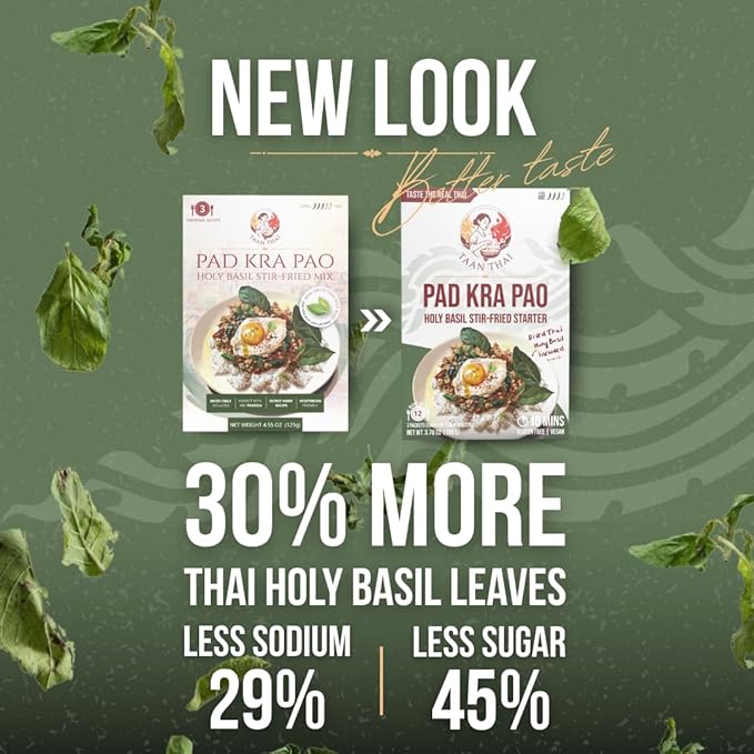 TAAN THAI PAD KRA PAO Stir-Fry Kit – Authentic Thai Holy Basil (Kra Pao) Starter – Vegan Gluten-Free No Preservatives – Easy to Cook – 3 Packets per Box (Makes 12 Dishes) (6)